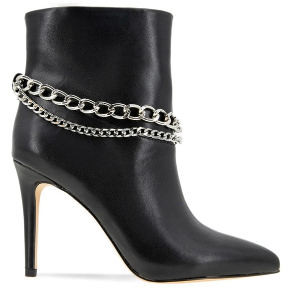 NEW BCBG Hardia Chain Strap Biker Heel Booties Boots Chic and Trendy Size 7 $169 - Picture 1 of 3